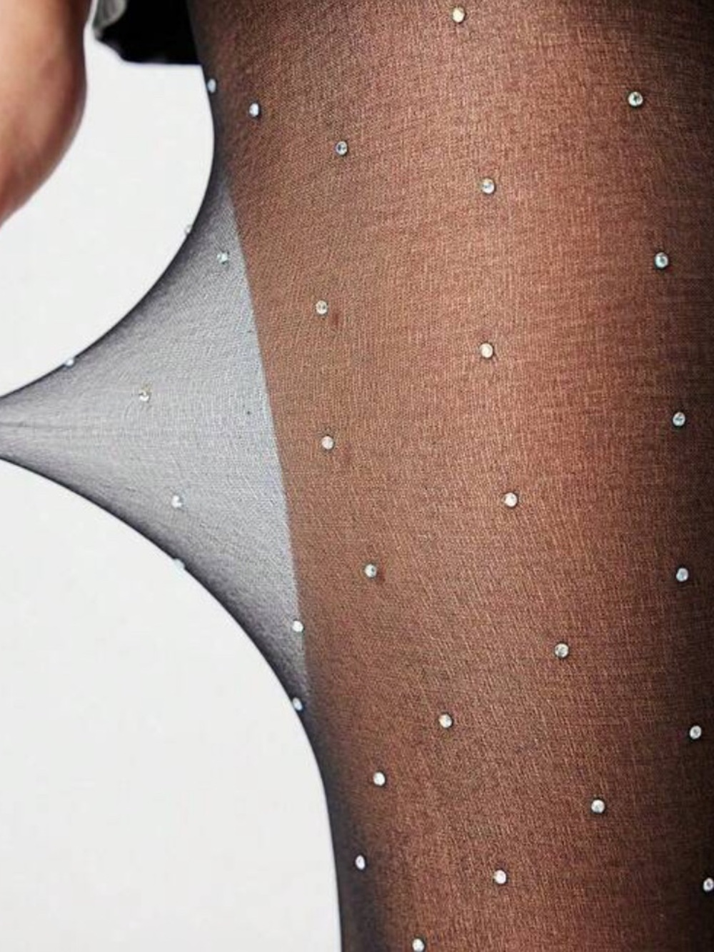 Black Sheer Rhinestone Tights -